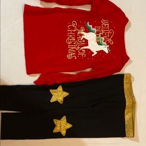 Long-sleeved girls holiday outfit. 3T